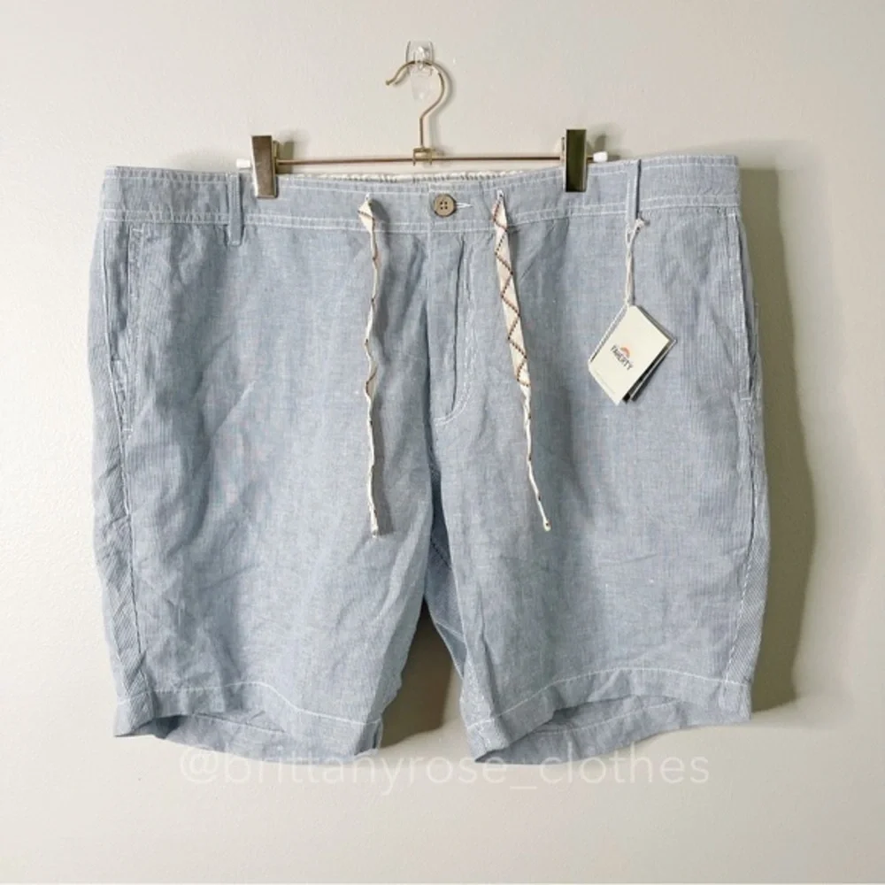 FAHERTY Blue Stripe Linen Beach Shorts Size 40 NWT